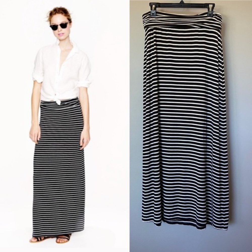 J.Crew Black and White Jersey Maxi Skirt